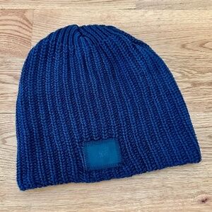 Love Your Melon Black on Black Leather Patch Beanie